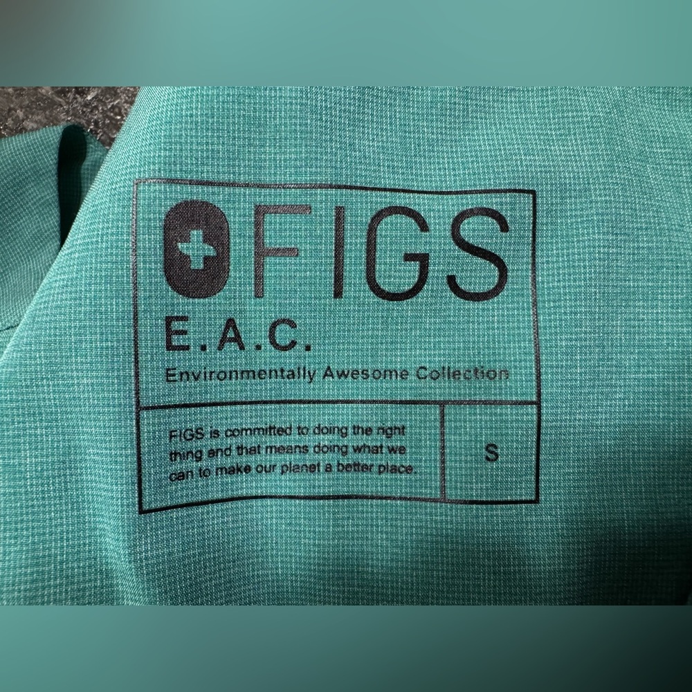 Figs Teal Track Pants & Scrub Top Set with Neon Yellow Drawstring - Picture 9 of 9